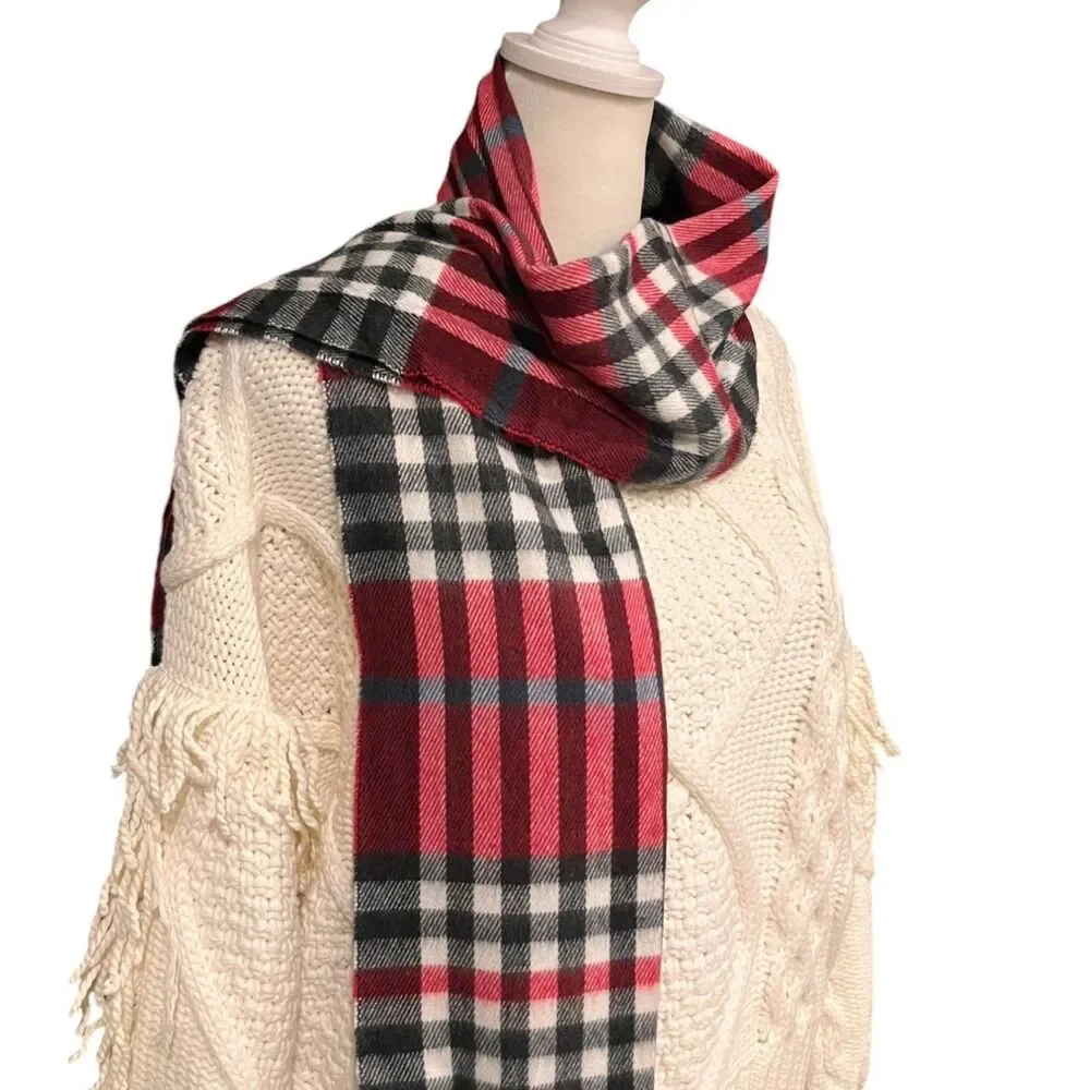 Cejon Tartan Italian Red/Black/White/Gray Plaid Men's Scarf